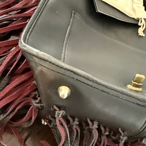 Coach Barneys Stewardess Bag Fringe Black with Black Burgundy Fringe - Picture 10 of 13